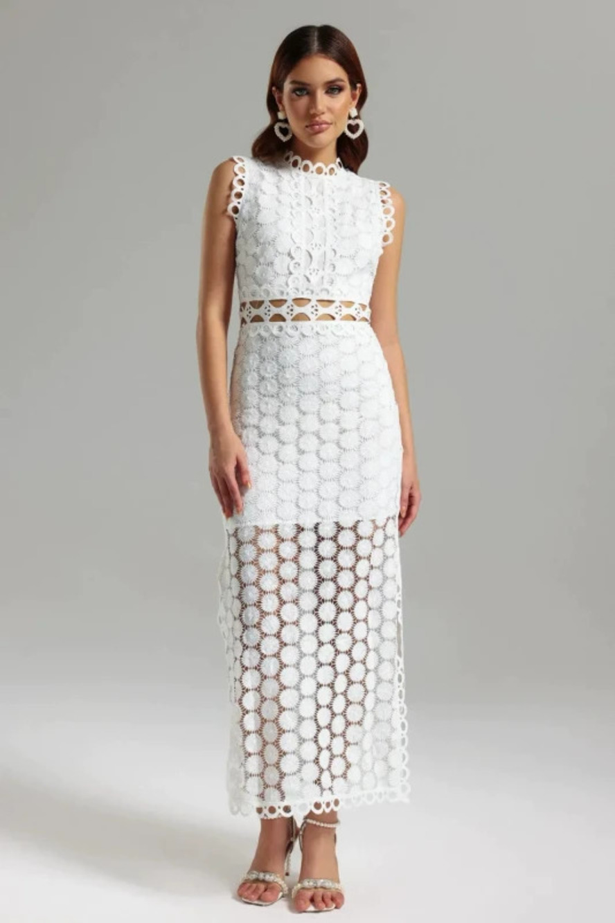ZARA Chic Lace Office Midi Dress Bandeau Three Colors Mid Waist